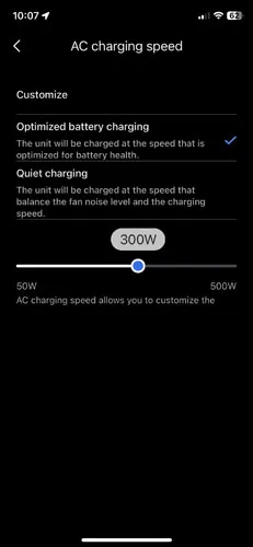 AC charging speed: optimized battery charging