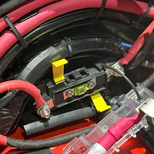 Blue Sea fuse block mounted in Ford Transit